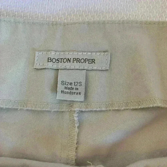 Boston Proper Flat Waist Side Zip Khaki Dress Pants Women’s Size 12 Short Petite - Picture 3 of 6